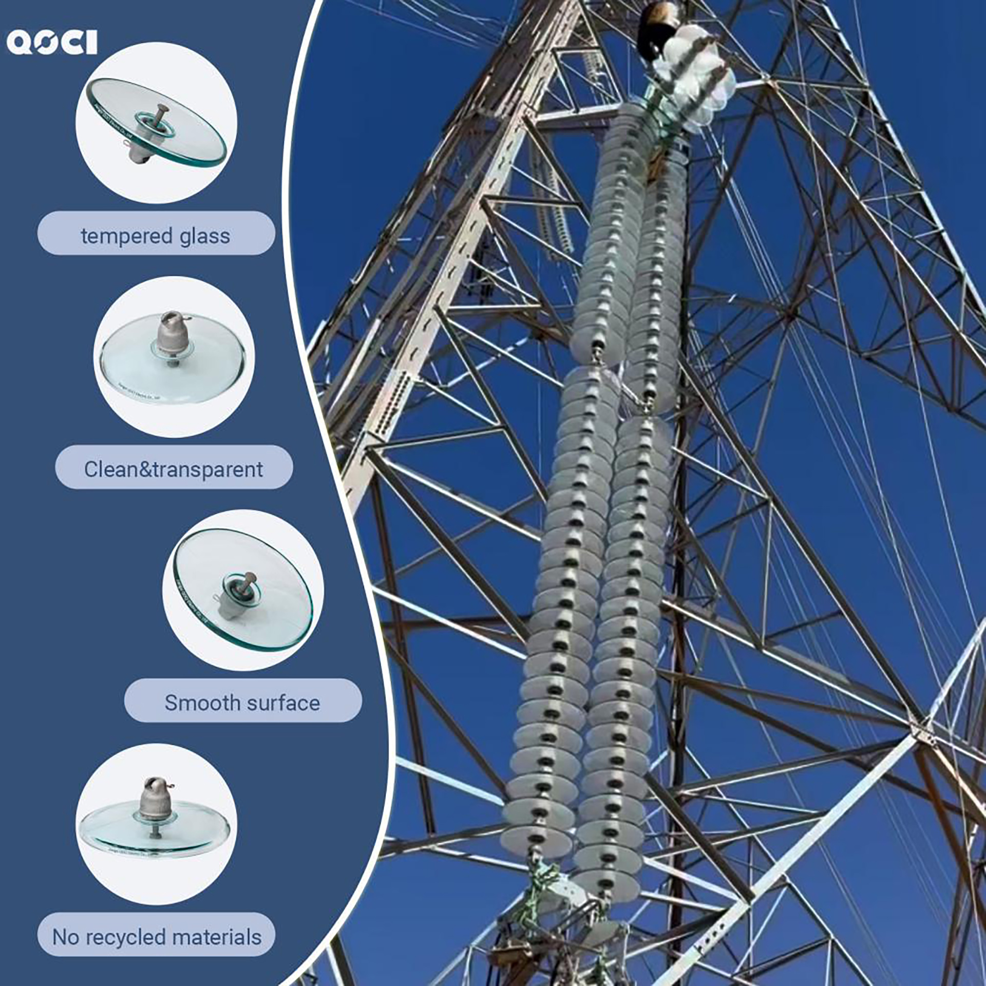 U70BLA Aerodynamic Type Glass Insulators IEC Standard for High Voltage Lines (5)